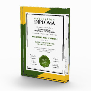 Hochschuldiplom der Green Gold School Uni Fotoblock