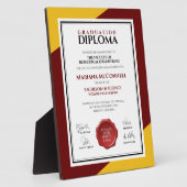 Hochschuldiplom der Red Gold School Uni Fotoplatte (Seite)