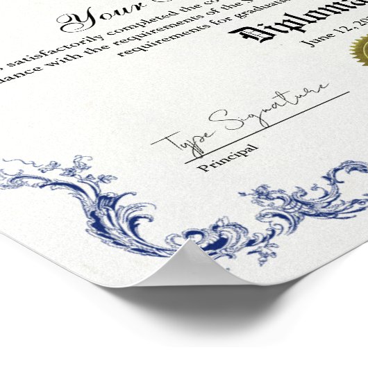 Hochschuldiplom, GED-Zertifikat Poster (Ecke)