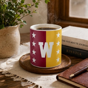 Hochschulfarben Burgunderrot & Gold Monogramm Kaffeetasse