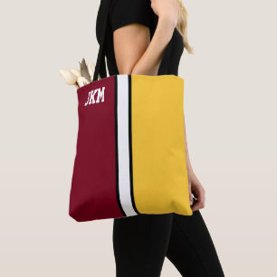 Hochschulfarben Dunkelrot und Gold Monogramm  Tasche