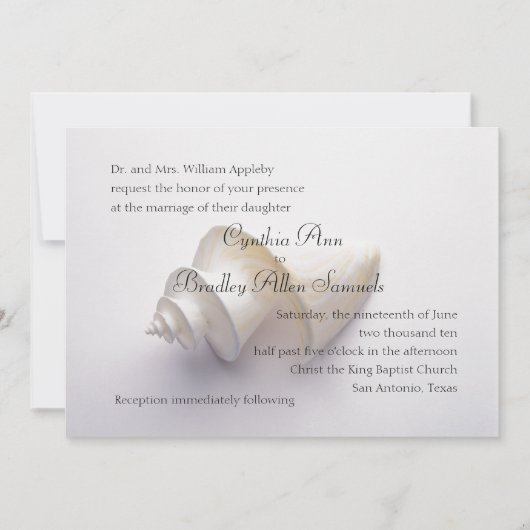 Hochsee-Muschel im Sand Einladung (Vorderseite)