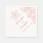 Hochseestern wirbeln Korallenweißapplikationen Serviette (Vorderseite)