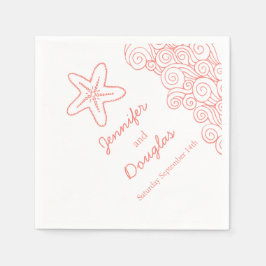 Hochseestern wirbeln Korallenweißapplikationen Serviette