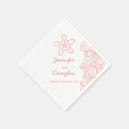 Hochseestern wirbeln Korallenweißapplikationen Serviette (Ecke)