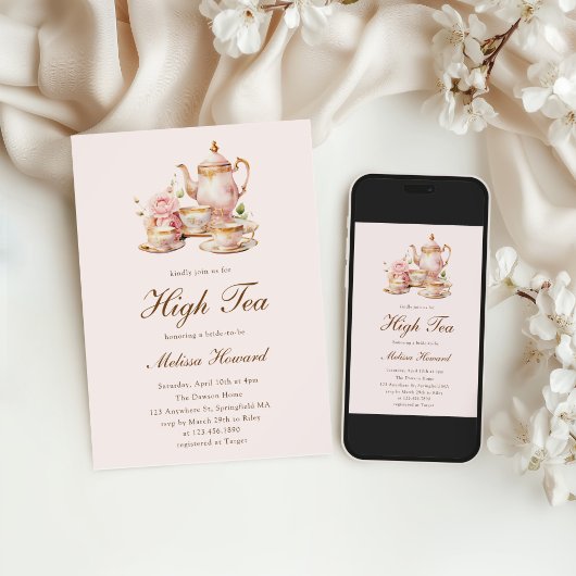 Hochseitiges Pastell Rosa Brautparty Einladung