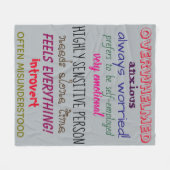 HOCHSENSITIVE PERSON Gemeinsame Merkmale Word druc Fleecedecke (Vorderseite (Horizontal))