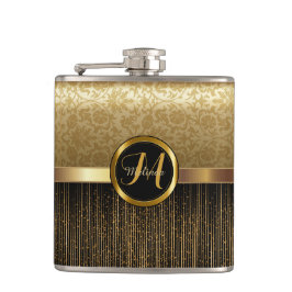 Hochskalierbares Monogramm-goldenes Muster Flachmann