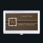 Hochskalierbares Monogramm-Schokoladenleder Visitenkarten Dose<br><div class="desc">Berufliche Visitenkartenhalter für Sie bereit, um Ihre persönlichen Wünsche zu erfüllen. In einem Imitat braunen schokoladenstylen texturierten Lederhintergrund mit einem Imitat goldenen quadratischen Bereich, um Ihr Monogramm hinzuzufügen. ✔ HINWEIS: ÄNDERN SIE NUR DIE VORLAGEBEREICHE, DIE SIE BENÖTIGEN! 😀 Sie können den Text bei Bedarf entfernen und neu hinzufügen, was immer...</div>