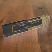 Hochskaliger Gold-Glitzer und Schwarz Namensplakette (Seite)