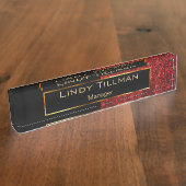 Hochskaliger Roter Glitzer und Schwarz Namensplakette (Seite)