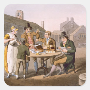 Hochsommer Eve, "vom Kostüm von Yorkshire" Quadratischer Aufkleber