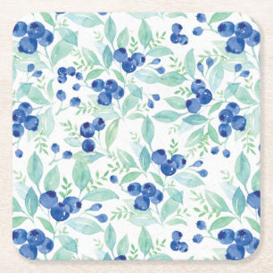 Hochsommer-rustikales Blaubeerbeeren-Sommer-Muster Rechteckiger Pappuntersetzer
