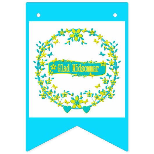 Hochsommersymbol Schweden frohes midsommar. Wimpelkette (Zweite Fahne)