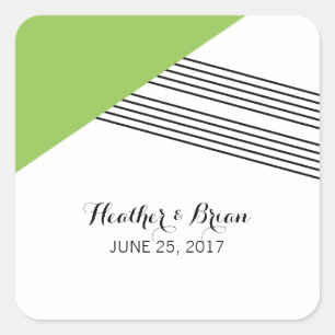 Hochspannkleber für grüne geometrische Streifen Quadratischer Aufkleber