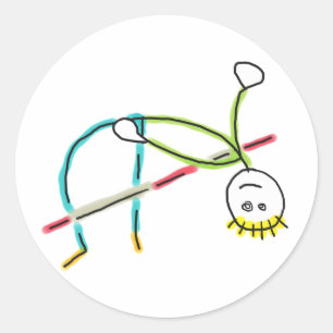 Hochsprung Stickman Runder Aufkleber
