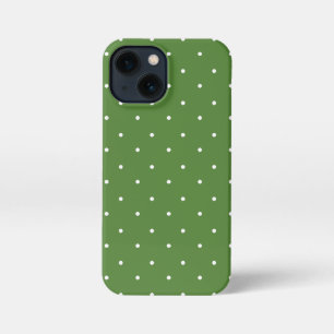Höchste Fälle von grünen und weißen Polka Dots Tel iPhone 13 Mini Hülle