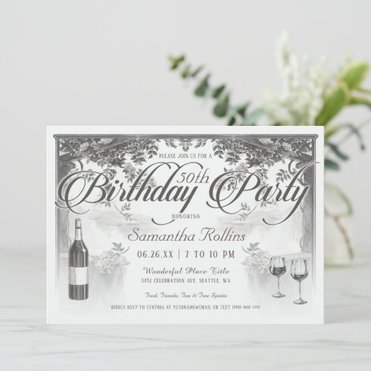 Höchste Vintage Geburtstagsparty Einladungen (Stehend Vorderseite)