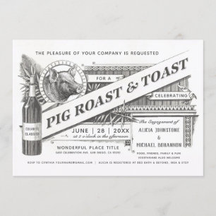 Höchste Vintage Schweinerötung & Toast Einladungen