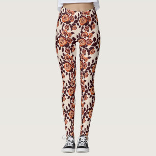 Hochstilisierte Rosen in Orangetönen Leggings