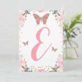 Hochstuhl Rosa Schmetterling 1. Geburtstag 3. Einladung (Stehend Vorderseite)