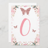 Hochstuhl Rosa Schmetterling 1. Geburtstagsbrief Einladung (Vorne/Hinten)