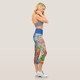 Hochwaiste Capri-Flora-Legierung Capri Leggings