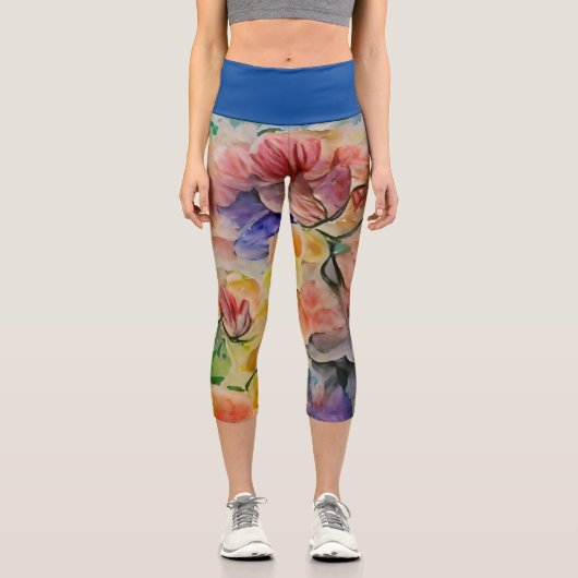 Hochwaiste Capri-Flora-Legierung Capri Leggings (Vorderseite)