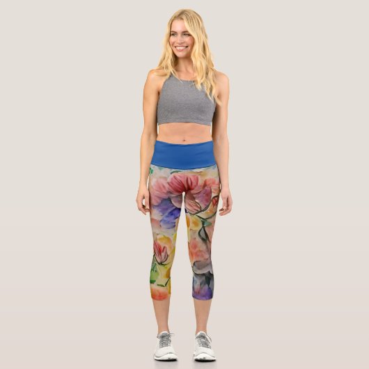 Hochwaiste Capri-Flora-Legierung Capri Leggings (Vorderseite)