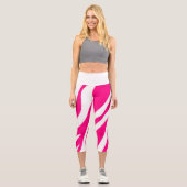 Hochwaiste Capri Hot Pink Leopard Leggings (Vorderseite)
