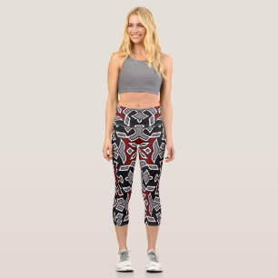 Hochwaiste Capris, Multicolor-Stoffmuster Capri Leggings