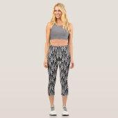 Hochwaiste Capris. Schwarzweiß-Deko Capri Leggings (Vorderseite)