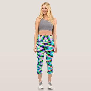 Hochwaisted Capris, ein elegantes, kariertes Zickz Capri Leggings