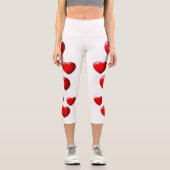 Hochwandiger Yoga Capris, XS (0-2) Rotes Herz Capri Leggings (Vorderseite)