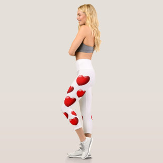 Hochwandiger Yoga Capris, XS (0-2) Rotes Herz Capri Leggings