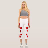 Hochwandiger Yoga Capris, XS (0-2) Rotes Herz Capri Leggings (Vorderseite)