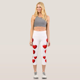 Hochwandiger Yoga Capris, XS (0-2) Rotes Herz Capri Leggings