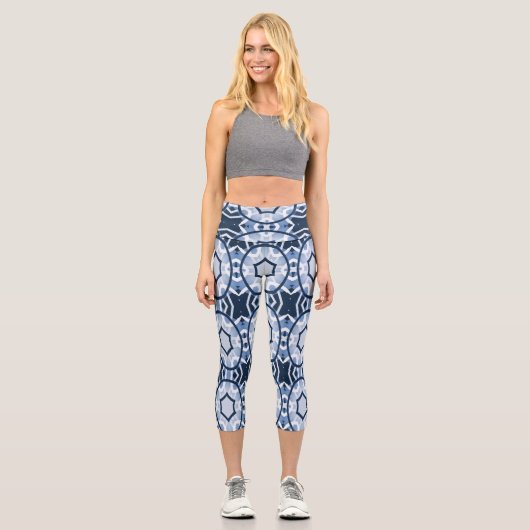 Hochwandiges Capris, mehrfarbiges Stoffmuster Ca Capri Leggings (Vorderseite)