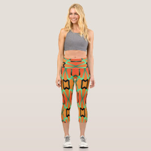 Hochwandiges Capris, mehrfarbiges Stoffmuster Capri Leggings