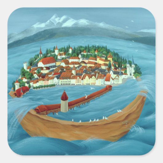 Hochwasser 1999 quadratischer aufkleber (Vorderseite)