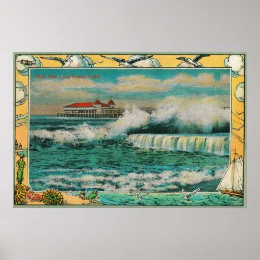 Hochwasser in Long Beach, Kalifornien Poster (Vorne)