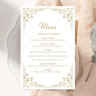 Hochwertige Goldschrift Foliage Hochzeitsmenü