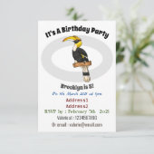 Hochwertige Hornbalg-Cartoon-Abbildung Einladung (Stehend Vorderseite)