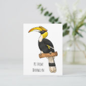 Hochwertige Hornbalg-Cartoon-Abbildung Postkarte (Stehend Vorderseite)