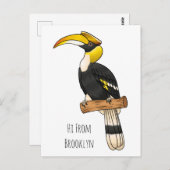 Hochwertige Hornbalg-Cartoon-Abbildung Postkarte (Vorne/Hinten)