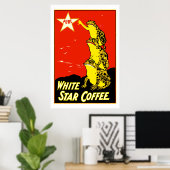 Hochwertige Retro-Vintage White Star-Kaffeemaschin Poster (Heimbüro)
