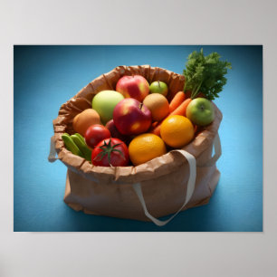 Hochwertiger 3D-Render für frische Lebensmittel Poster