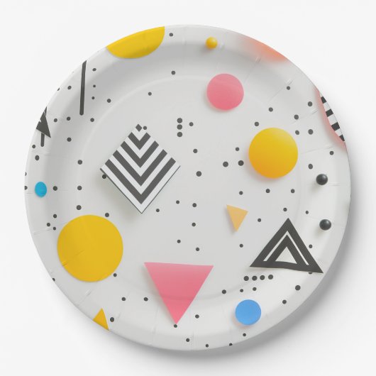 Hochwertiger Hintergrund von Formen und Streifen Pappteller (Vorderseite)