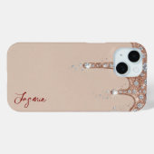 Hochwertiges Beige & Roségold Glitter-Drip  Case-Mate iPhone Hülle (Rückseite (Horizontal))