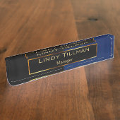 Hochwertiges Marine-Blau und Schwarzes Namensplakette (Seite)